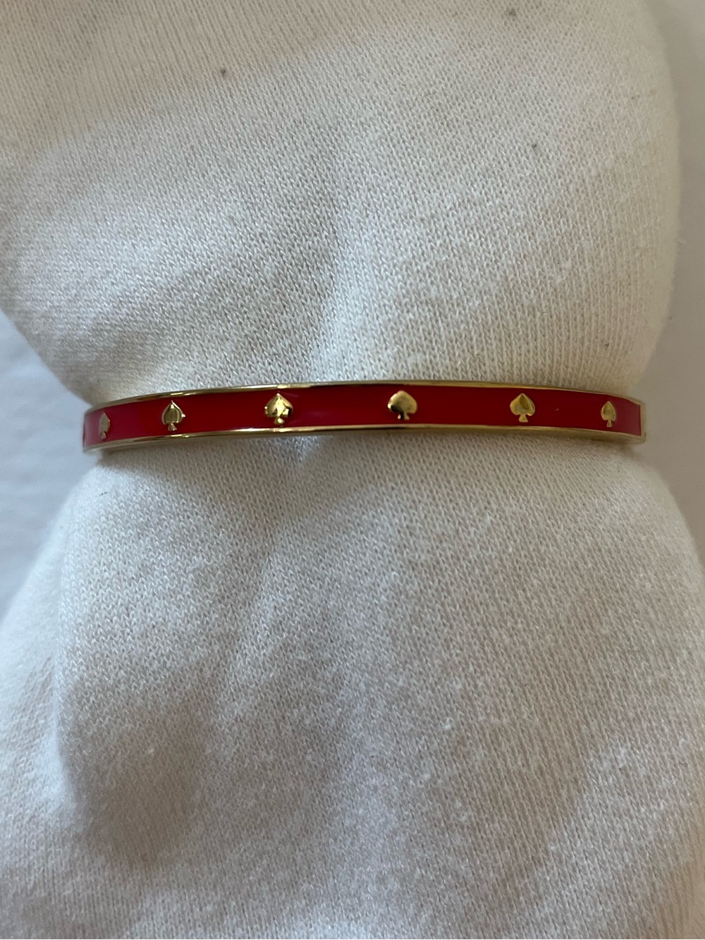 Kate Spade Gold and Red Enamel Hinged Bangle Bracelet - Picture 3 of 5